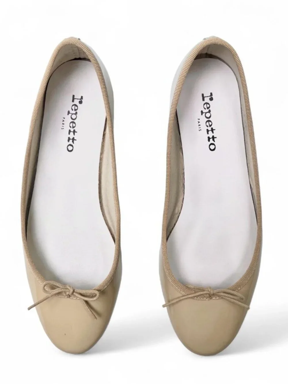 Repetto Cendrillon Patent Leather Ballet Flats in “Sand” - Size 38 EU/Size 7 US